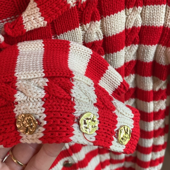 Zara Striped Cable Knit Cardigan Large - Picture 8 of 10